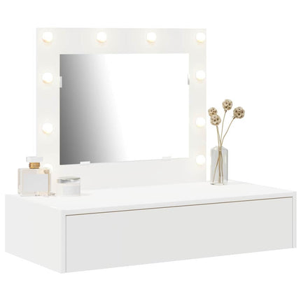 Smyckebord med låda Vit 83 x 40 x 70 cm Konstruerat trä