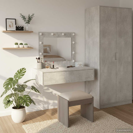 Smyckebord med låda Grå 83 x 40 x 70 cm Konstruerat trä