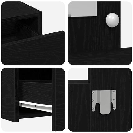 Smyckebord med låda Svart 100 x 40 x 70 cm Konstruerat trä