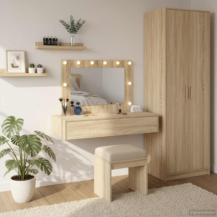 Smyckebord med låda Brun 100 x 40 x 70 cm Konstruerat trä