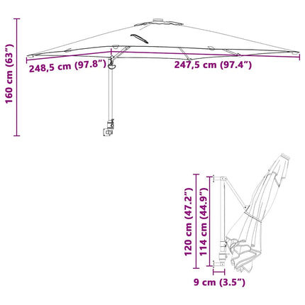 Trädgårdsparasol Bordeaux Röd 248,5 x 247,5 x 160 cm
