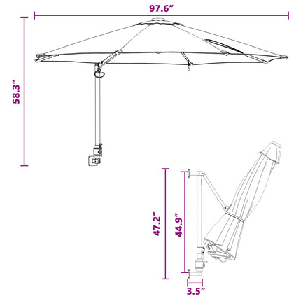 Trädgårdsparasol 248 x 248 x 148 cm Polyester och Stål Azurblå