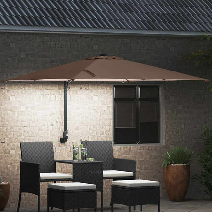 Trädgårdsparasol med LED -remsljus Taupe 248,5 x 247,5 x 160 cm