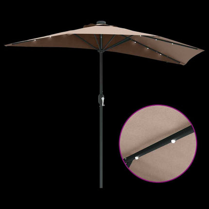 Trädgårdsparasol Taupe 294 x 150 x 223 cm Polyester och Stål