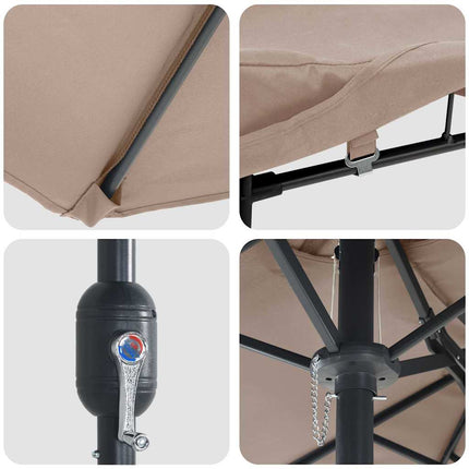 Trädgårdsparasol Taupe 385 x 209 x 244 cm Polyester och Stål