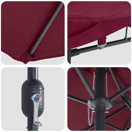 Trädgårdsparasol Bordeaux Röd 385 x 209 x 244 cm