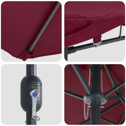 Trädgårdsparasol Bordeaux Röd 385 x 209 x 244 cm Polyester