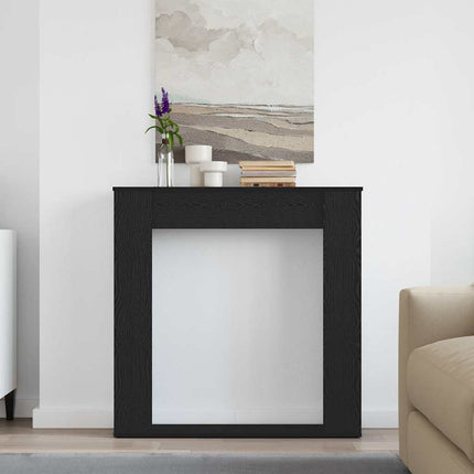 Öppen spis infattning svart ek 100x20x100 cm konstruerat trä