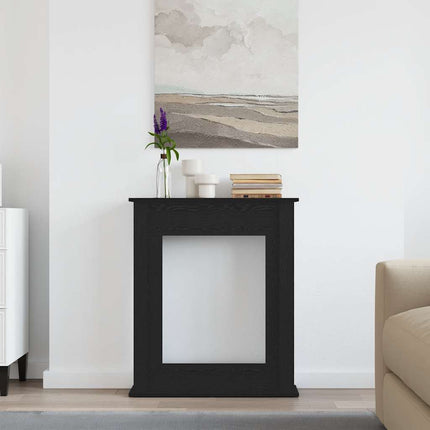 Öppen spis infattning svart ek 75x20x87,5 cm konstruerat trä