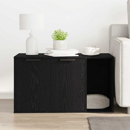 Kattlåda svart ek 80x50x45 cm konstruerat trä