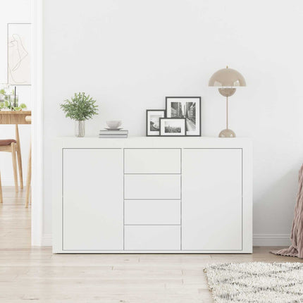 Sideboard med låda Vit 120 x 36 x 69 cm Konstruerat trä