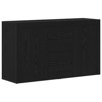 Sideboard med låda Svart Ek 120 x 36 x 69 cm Konstruerat trä