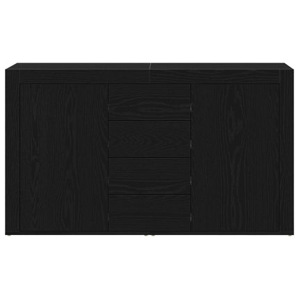 Sideboard med låda Svart Ek 120 x 36 x 69 cm Konstruerat trä