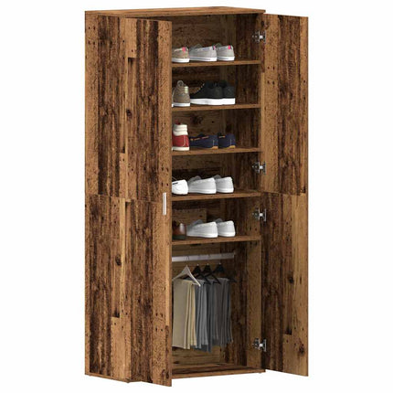 Skoskåp 80 x 39 x 178 cm Konstruerat trä Gammalt trä