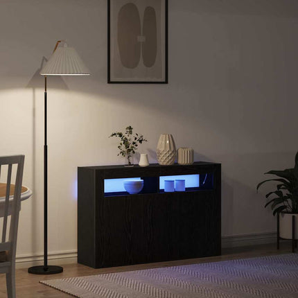 Sideboard Svart Ek 116 x 30 x 75 cm Konstruerat trä