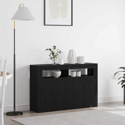 Sideboard Svart Ek 116 x 30 x 75 cm Konstruerat trä