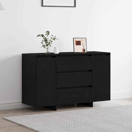 Sideboard med låda Svart Ek 120 x 41 x 75 cm Konstruerat trä
