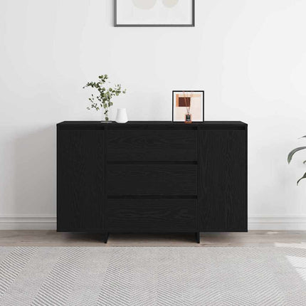 Sideboard med låda Svart Ek 120 x 41 x 75 cm Konstruerat trä