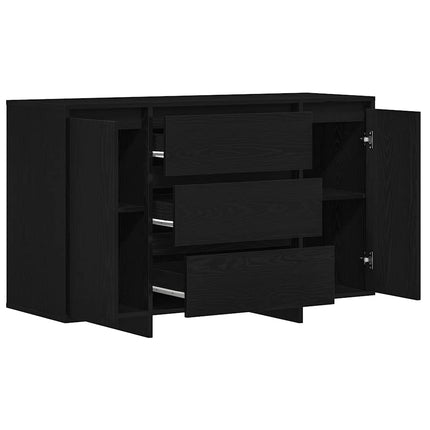 Sideboard med låda Svart Ek 120 x 41 x 75 cm Konstruerat trä