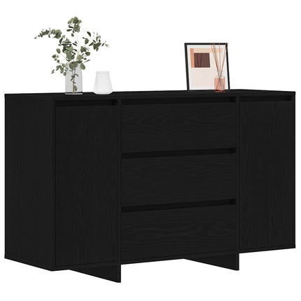 Sideboard med låda Svart Ek 120 x 41 x 75 cm Konstruerat trä
