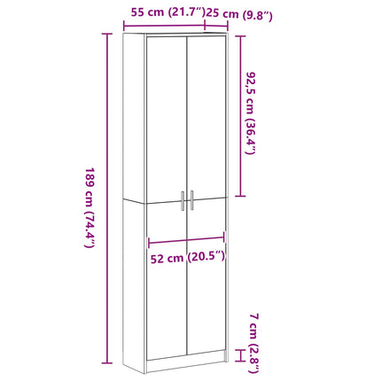Garderob med hylla Vit 55 x 25 x 189 cm Konstruerat trä