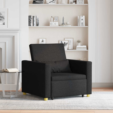 Utdragbar soffbed enkel med hjul Svart 90 x 165 x 87 cm tyg