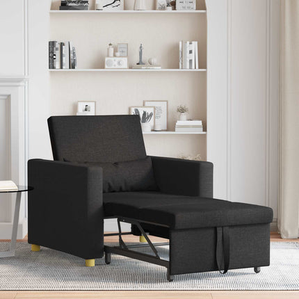 Utdragbar soffbed enkel med hjul Svart 90 x 165 x 87 cm tyg
