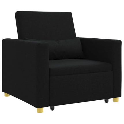 Utdragbar soffbed enkel med hjul Svart 90 x 165 x 87 cm tyg