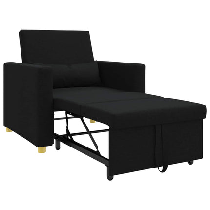 Utdragbar soffbed enkel med hjul Svart 90 x 165 x 87 cm tyg