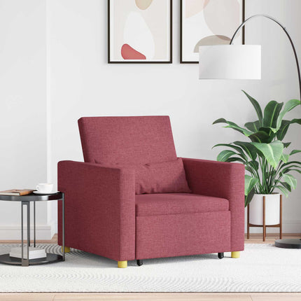 Utdragbar soffbed enkel med hjul Vinröd 90 x 165 x 87 cm tyg