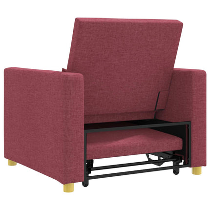 Utdragbar soffbed enkel med hjul Vinröd 90 x 165 x 87 cm tyg