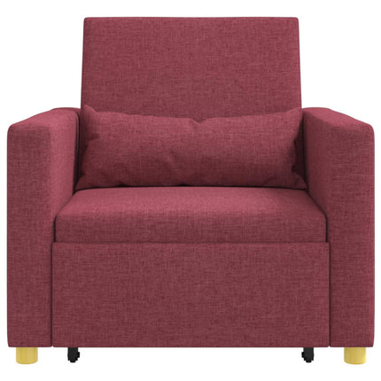 Utdragbar soffbed enkel med hjul Vinröd 90 x 165 x 87 cm tyg