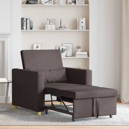 Utdragbar soffbed enkel med hjul Mörkbrun 90 x 165 x 87 cm tyg