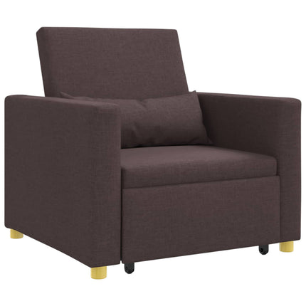 Utdragbar soffbed enkel med hjul Mörkbrun 90 x 165 x 87 cm tyg