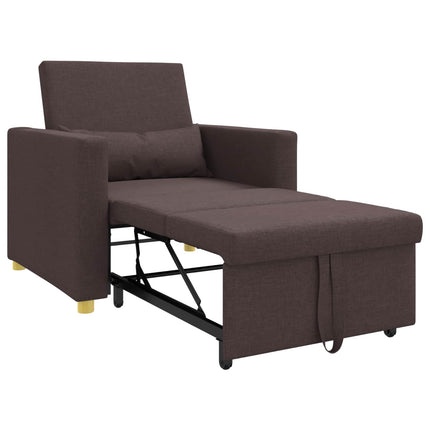 Utdragbar soffbed enkel med hjul Mörkbrun 90 x 165 x 87 cm tyg