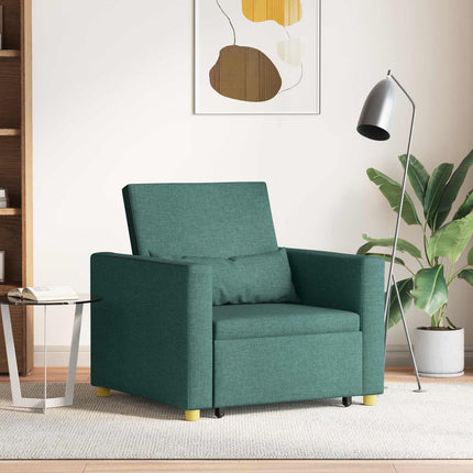 Utdragbar soffbed enkel med hjul Mörkgrön 90 x 165 x 87 cm tyg