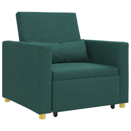 Utdragbar soffbed enkel med hjul Mörkgrön 90 x 165 x 87 cm tyg
