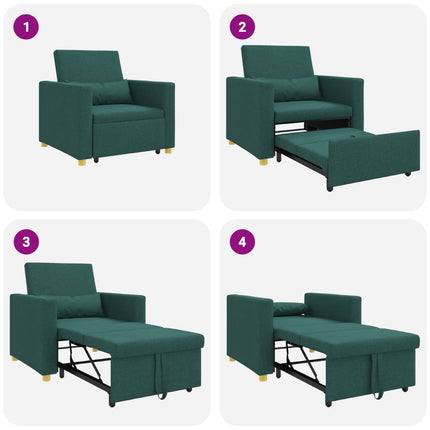 Utdragbar soffbed enkel med hjul Mörkgrön 90 x 165 x 87 cm tyg