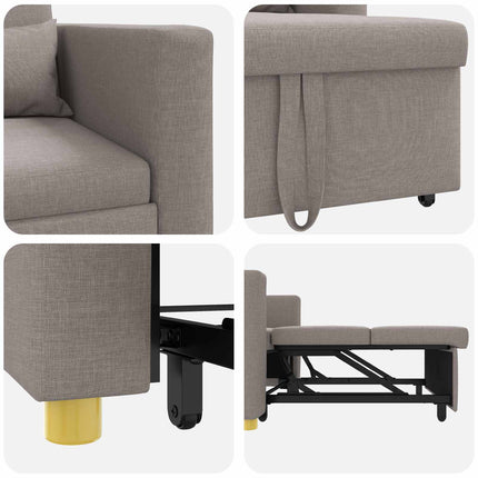 Utdragbar soffbed enkel med hjul Taupe 90 x 165 x 87 cm tyg