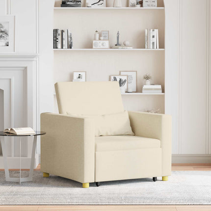 Utdragbar soffbed enkel med hjul Kräm 90 x 165 x 87 cm tyg