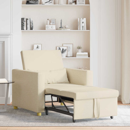 Utdragbar soffbed enkel med hjul Kräm 90 x 165 x 87 cm tyg