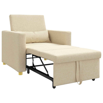 Utdragbar soffbed enkel med hjul Kräm 90 x 165 x 87 cm tyg