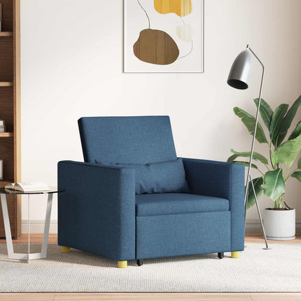 Utdragbar soffbed enkel med hjul Blå 90 x 165 x 87 cm tyg