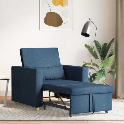 Utdragbar soffbed enkel med hjul Blå 90 x 165 x 87 cm tyg