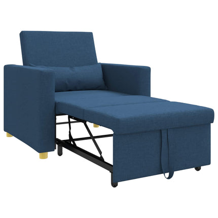 Utdragbar soffbed enkel med hjul Blå 90 x 165 x 87 cm tyg