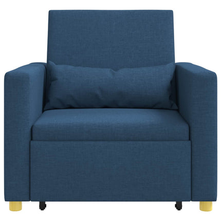 Utdragbar soffbed enkel med hjul Blå 90 x 165 x 87 cm tyg