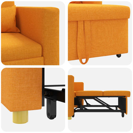Utdragbar soffbed enkel med hjul Mörk gul 90 x 165 x 87 cm tyg