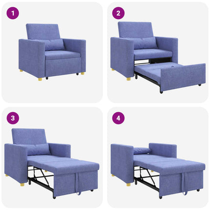 Utdragbar soffbed enkel med hjul Jeansblå 90 x 165 x 87 cm tyg