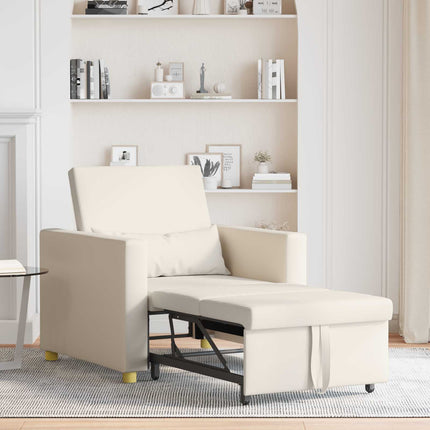 Utdragbar soffbed enkel med hjul Krämvit 90 x 165 x 87 cm tyg
