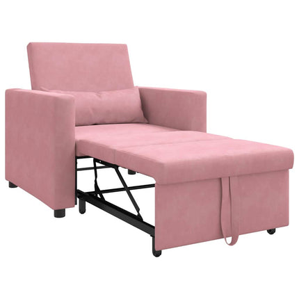Utdragbar soffbed enkel med hjul Ljusrosa Sammet
